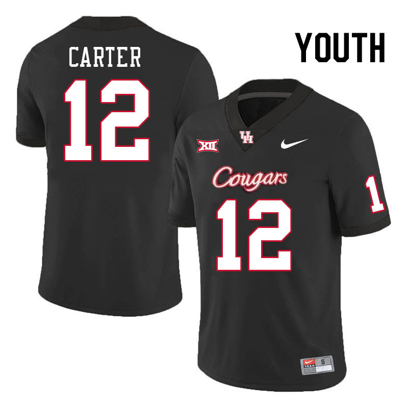 Youth #12 Ajani Carter Houston Cougars College Football Jerseys Stitched-Black